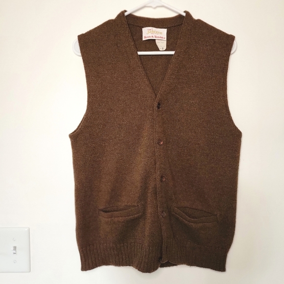 Jantzen Other - Vintage 70s Jantzen Sweater Vest Men's Large Brown Grandpa Wool Blend Cardigan